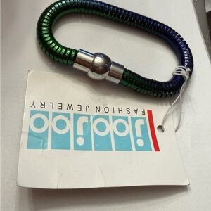 Green to Blue Coil Bracelet with Silver Magnetic Clasp